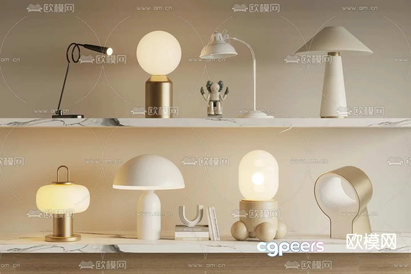 Cream style desk lamp 3d model