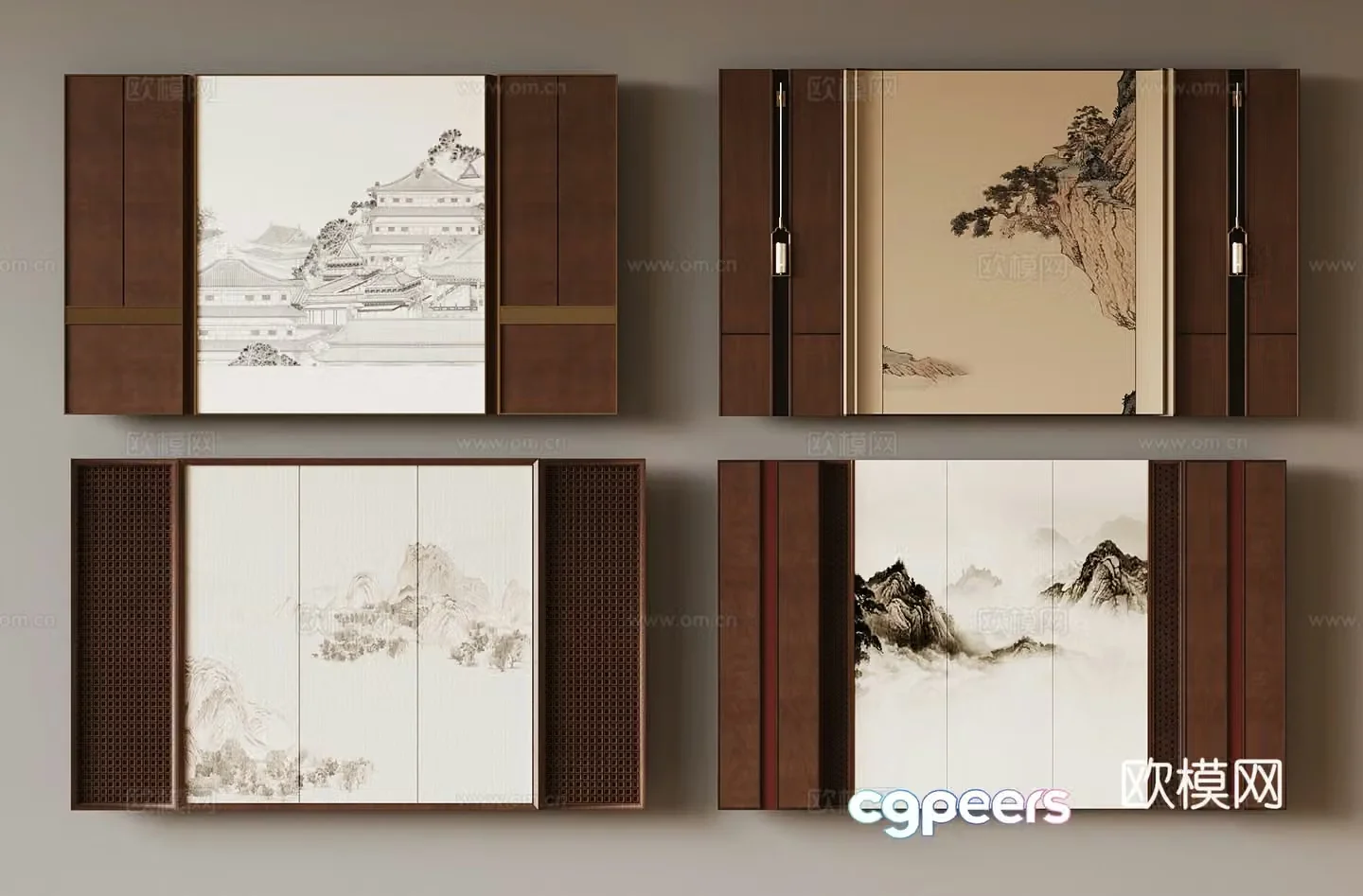 22 new Chinese style background wall 3d model
