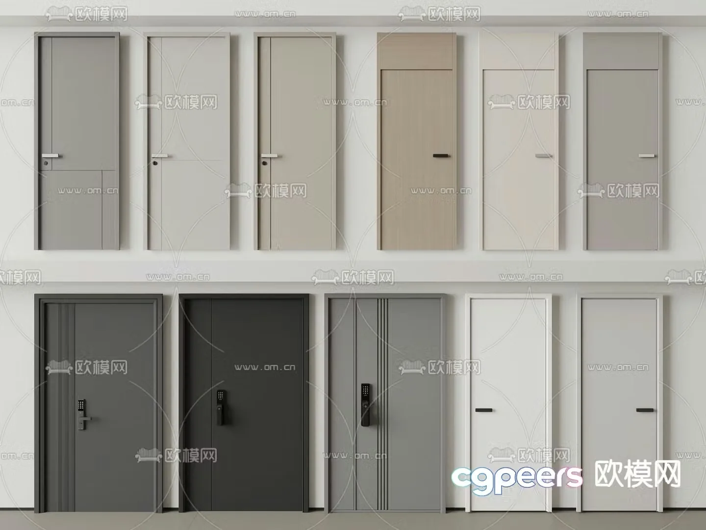 Modern single door bedroom door entrance door 3d model