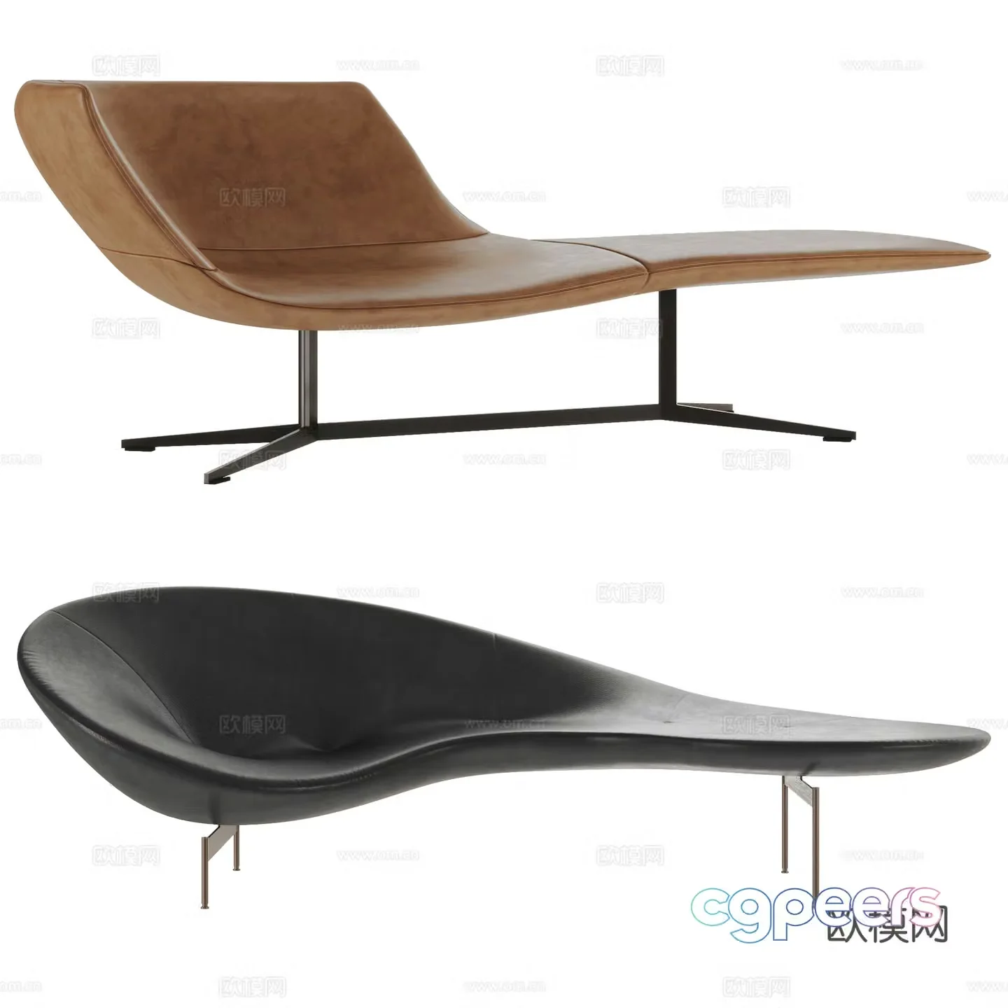 Modern lounge chair combination chaise longue leisure chair leather lounge chair Italian lounge chair 3d model