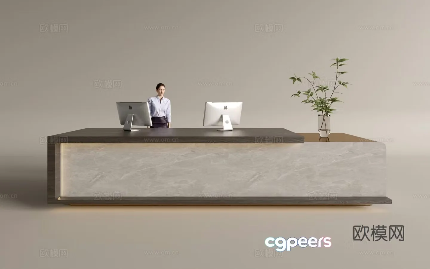 Modern company front desk reception area bar reception desk service desk 3d model