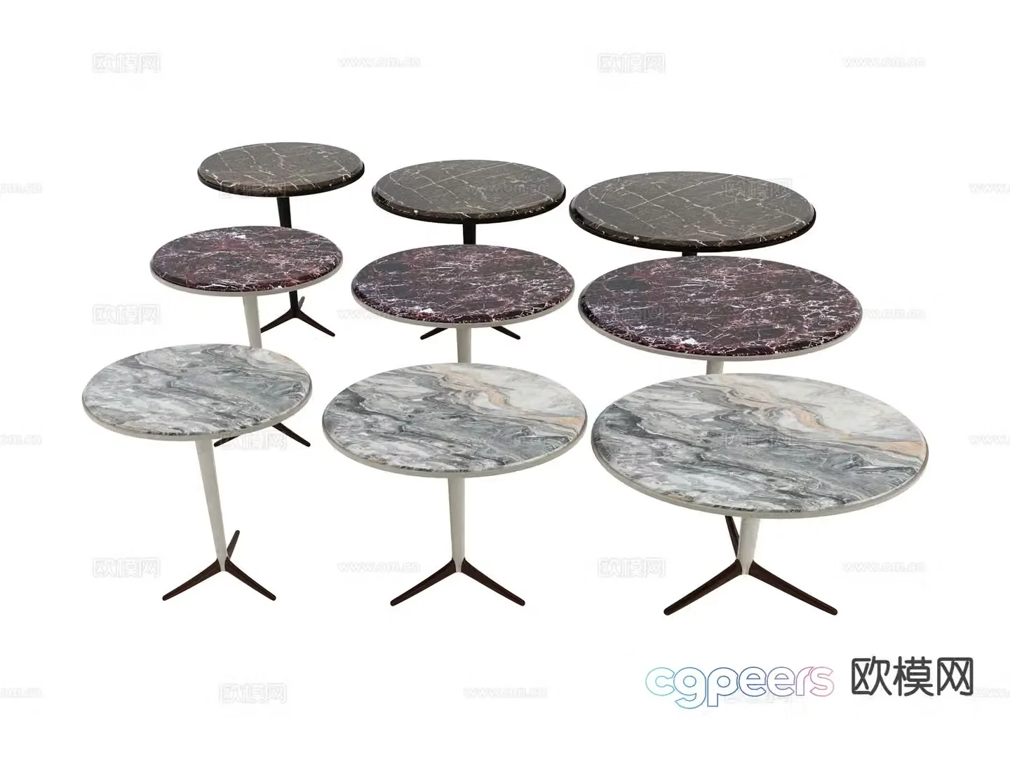 visionnaire-side table marble round table corner table 3d model