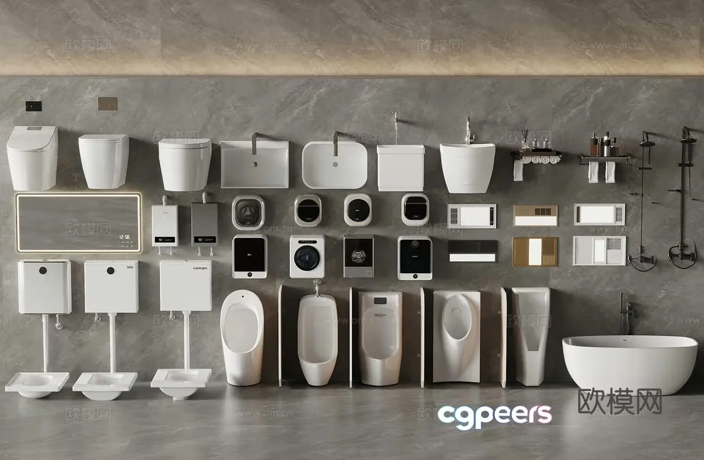 Modern toilet shower squat toilet bathroom small pieces 3D model