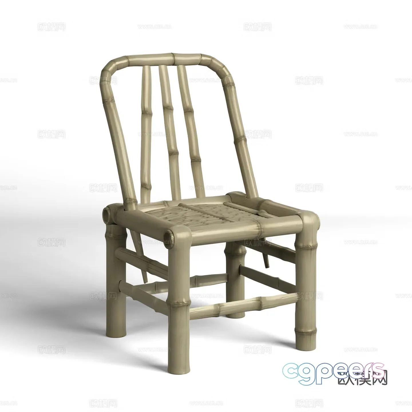 Traditional Jiangnan bamboo chair old Shanghai nostalgic bamboo chair 3d model