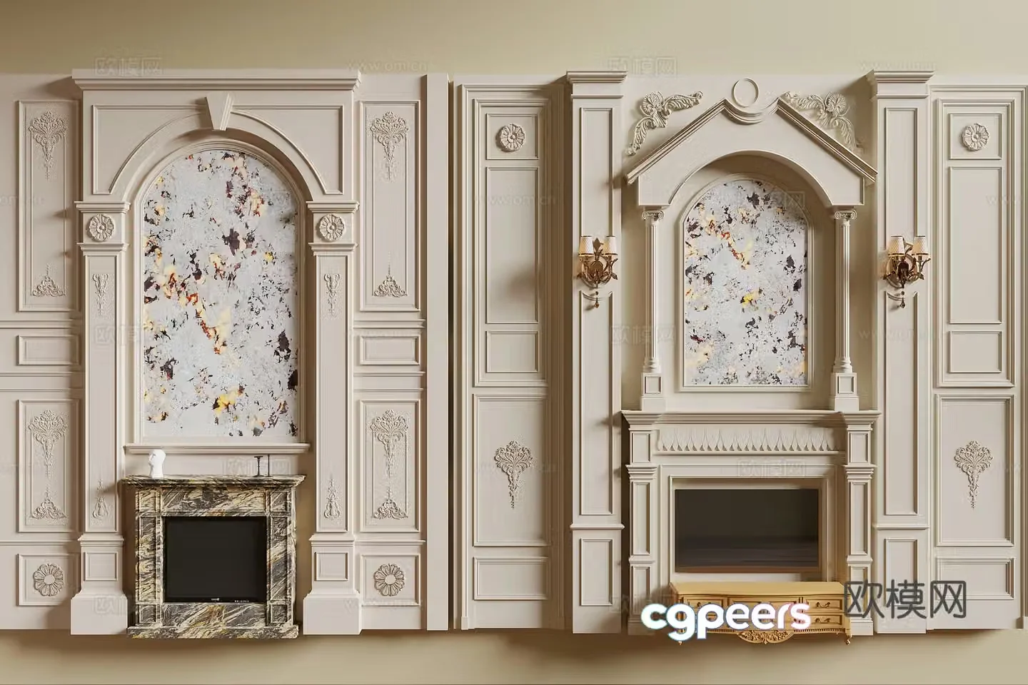 French TV background wall 3d model