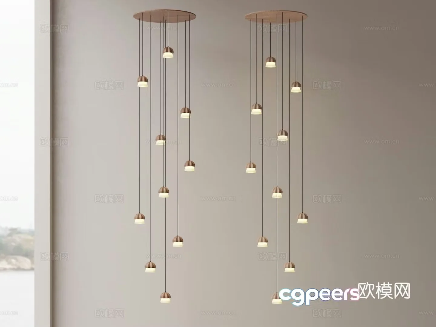 3D model of chandelier in stairwell