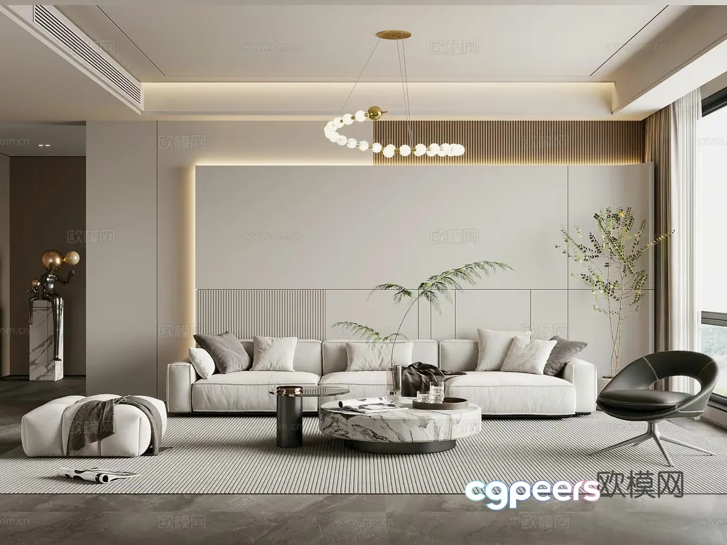 Modern Living Room 3D Model – 20719 – VRAY Render