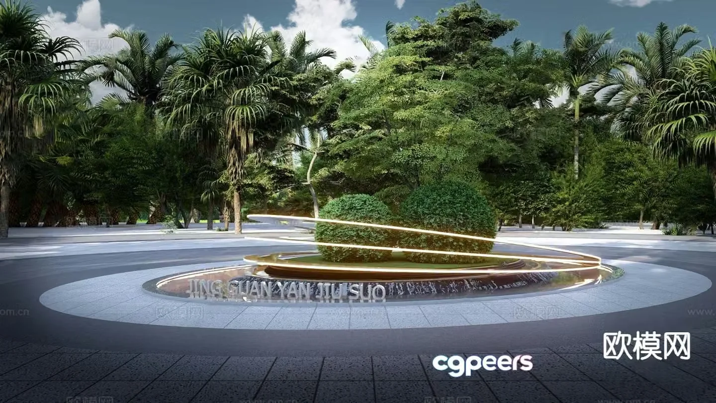 Modern rockery water feature hotel entrance water feature 3D model