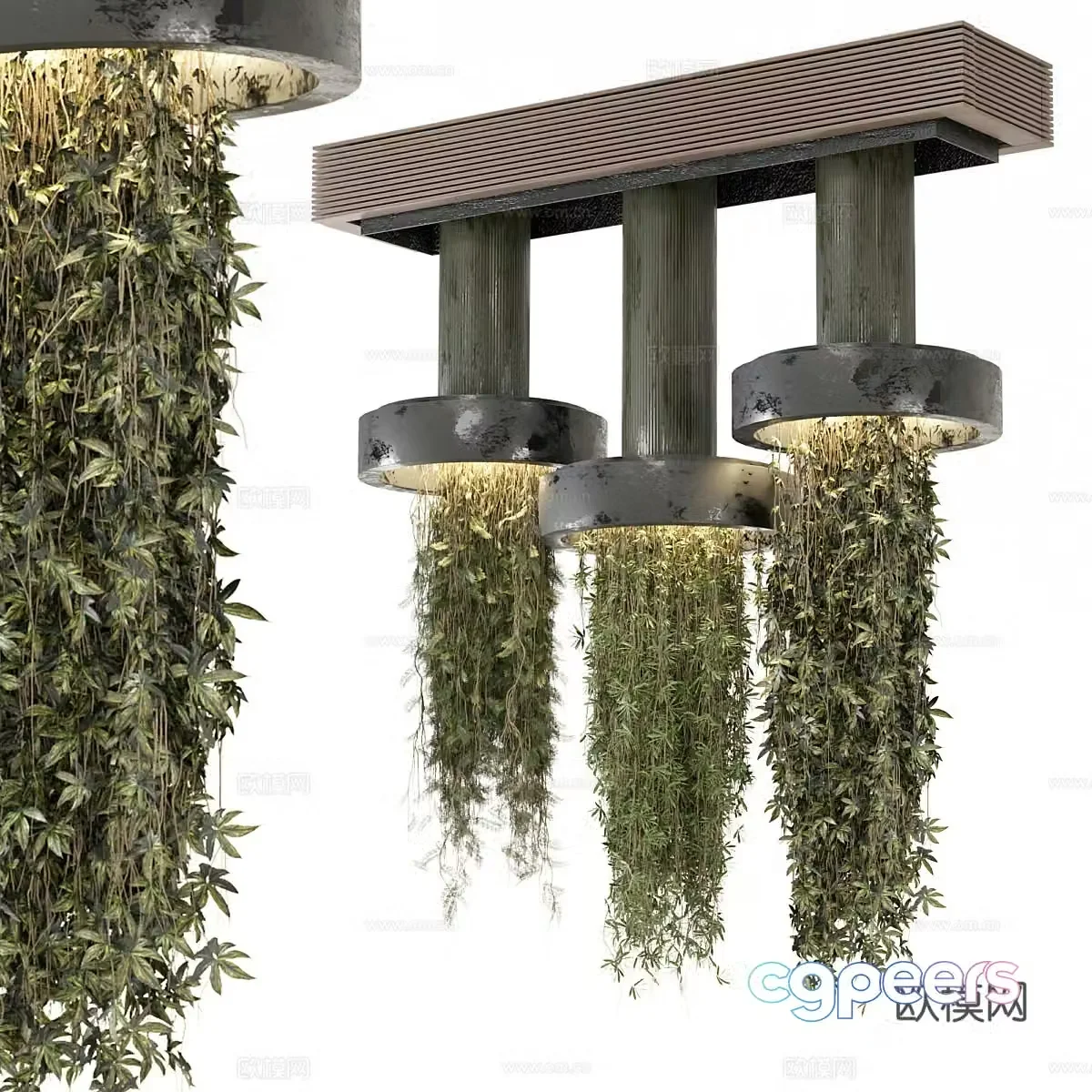 New Chinese style green plant decorative lamp 3D model