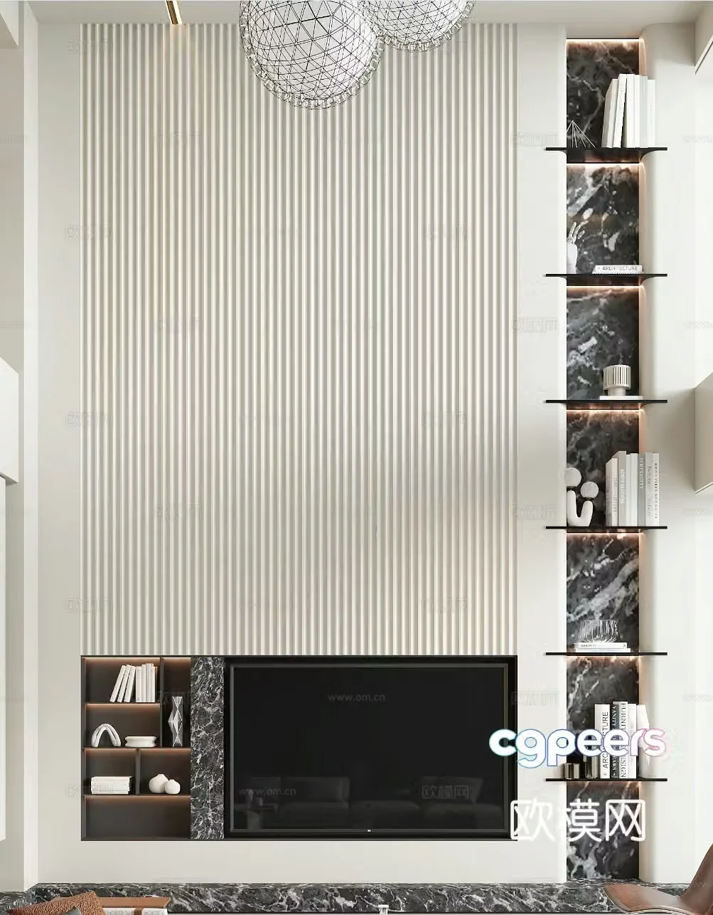 Modern TV background wall 3d model