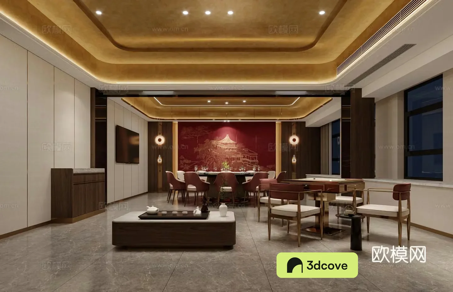 New Chinese style catering private room 3d model