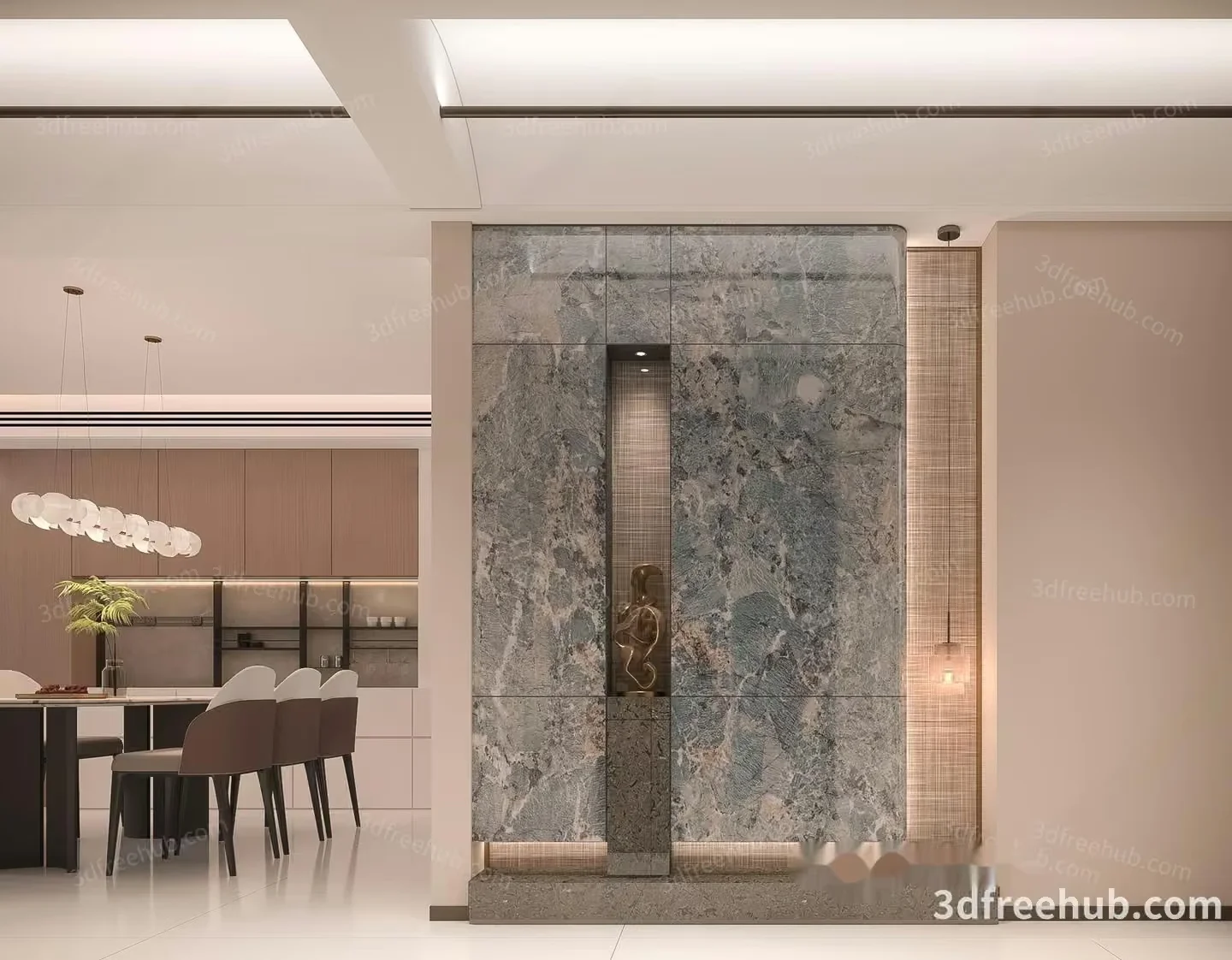 Modern Dining Room 3D Model – 19655 – VRAY Render