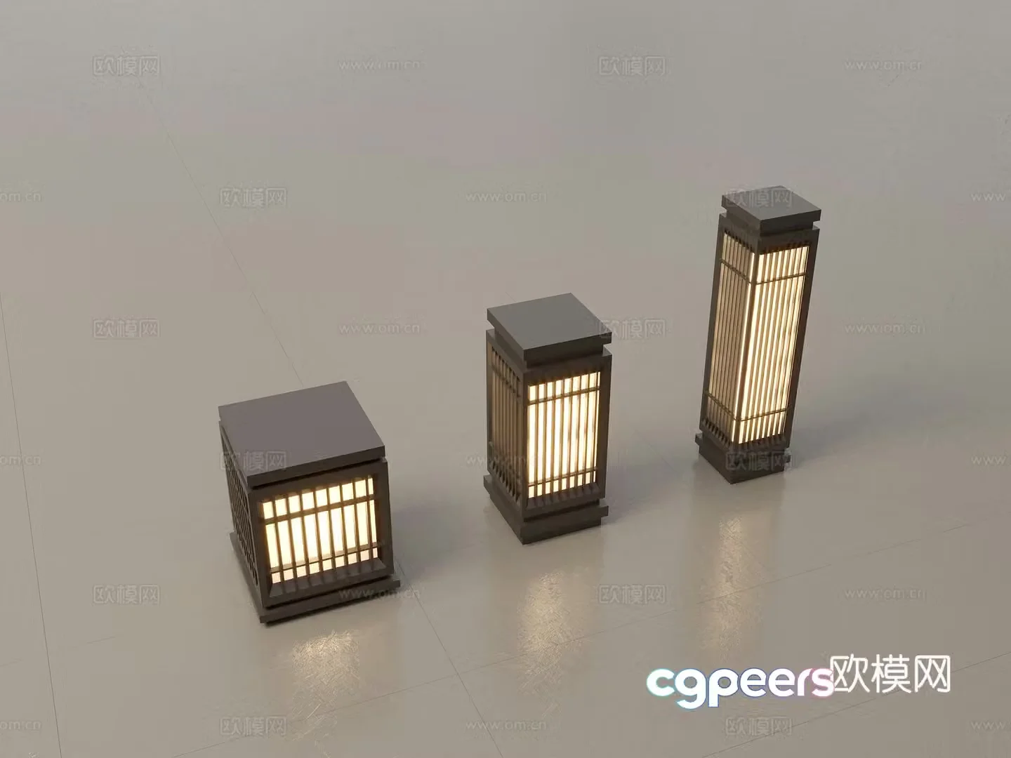 Modern Chinese landscape lights lawn lights garden lights outdoor light combination 3D model