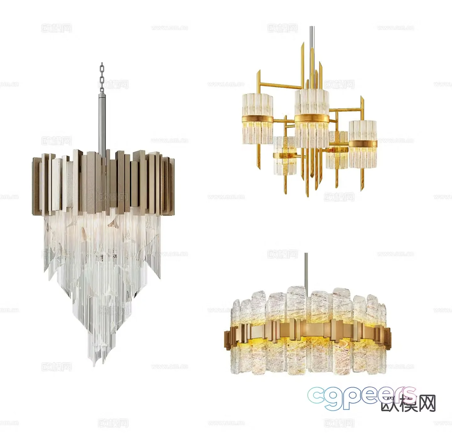 Light luxury crystal chandelier 3d model
