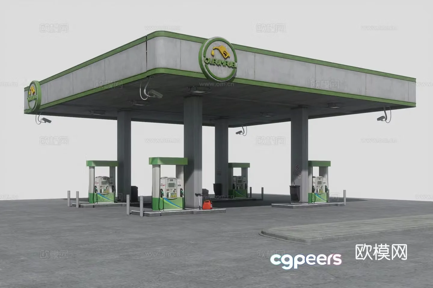 Gas station canopy 3D model