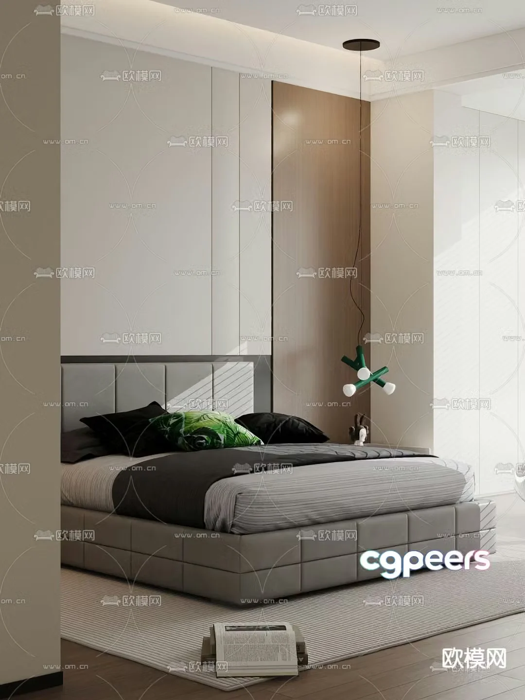 Modern double bed 3d model