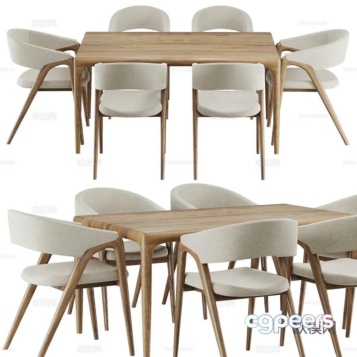 New Chinese dining table and chair 3D model