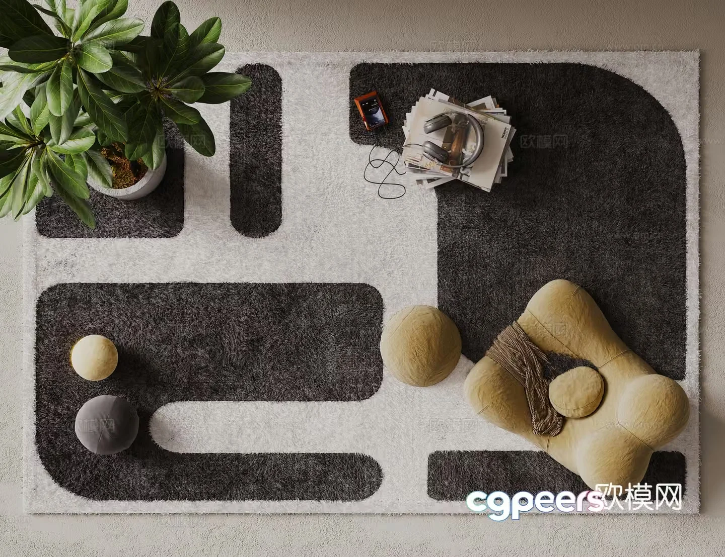 Modern square carpet 3d model