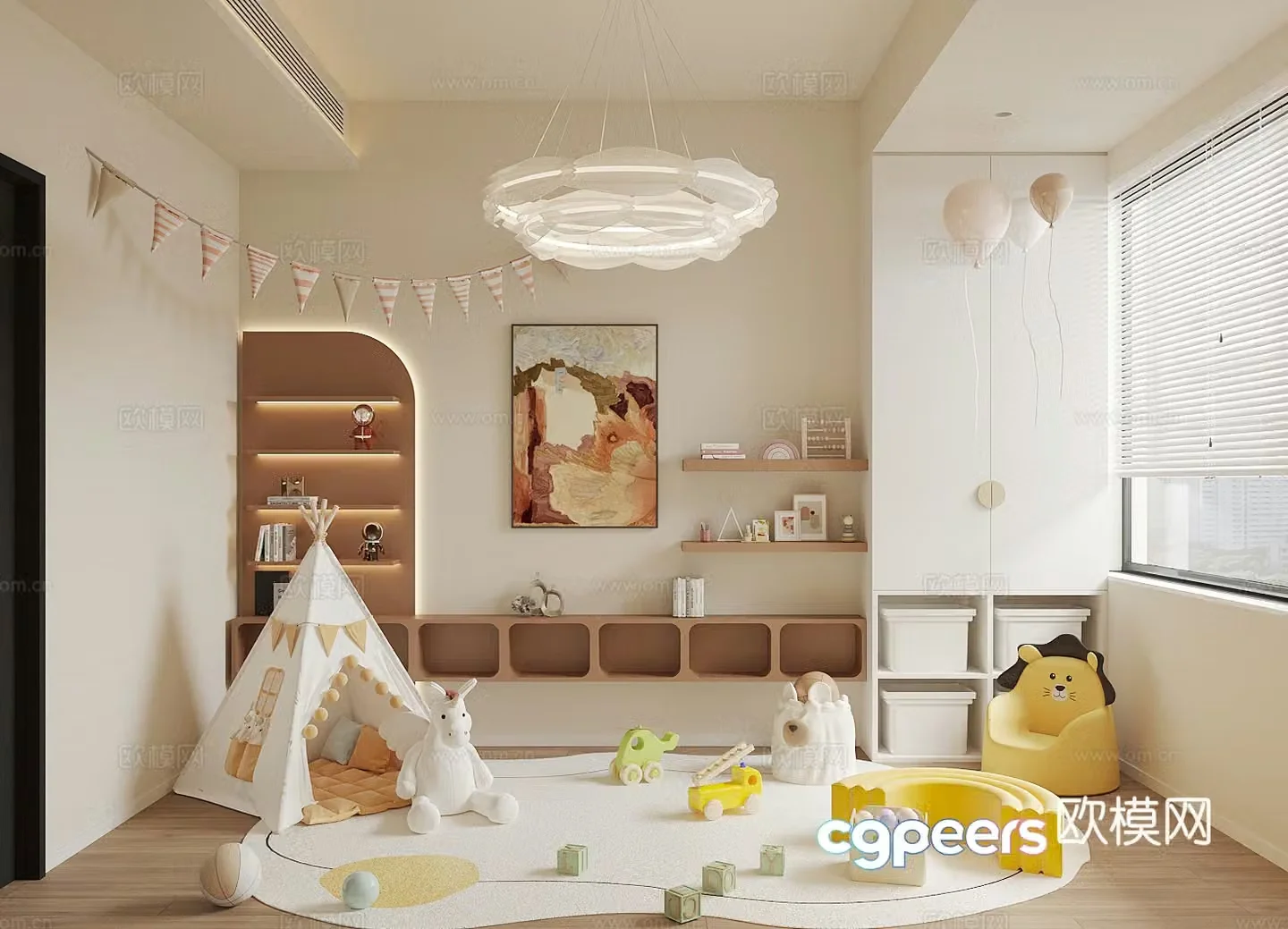 Modern children’s entertainment room Plush toys Children’s entertainment equipment Children’s toy room Children’s room 3d model