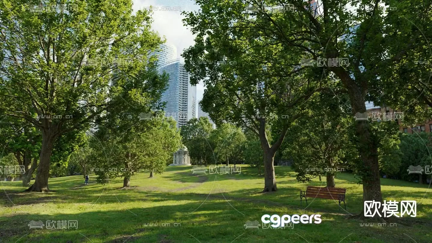 Park landscape shrubs and green plants lawn 3d model