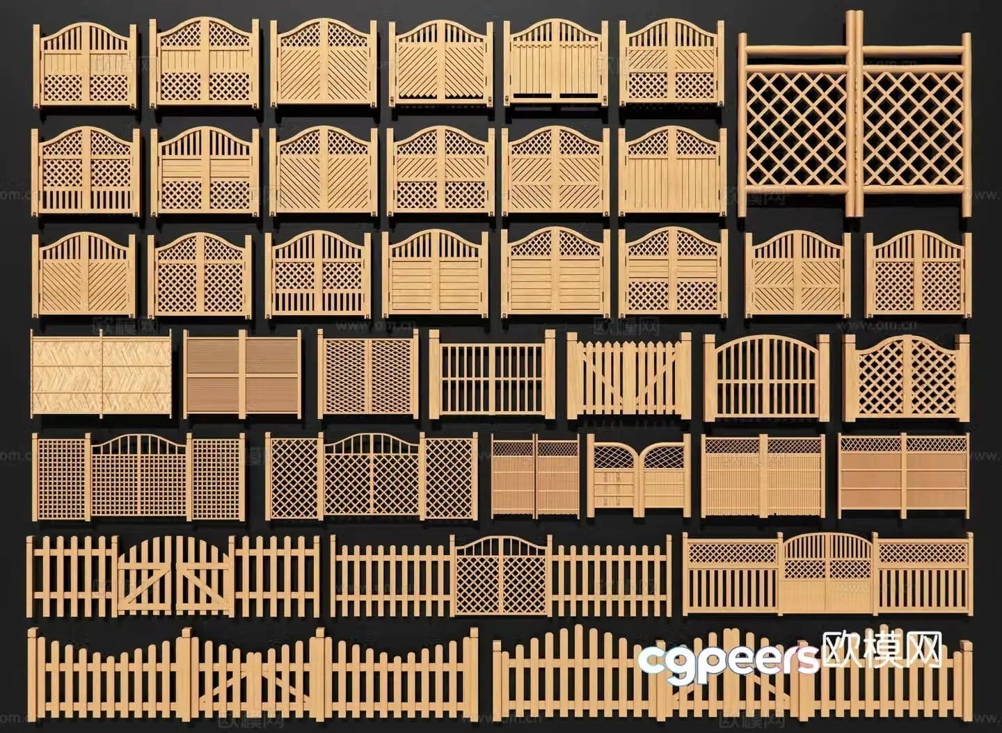Chinese style fence gate courtyard gate fence gate wooden railing gate fence gate 3d model