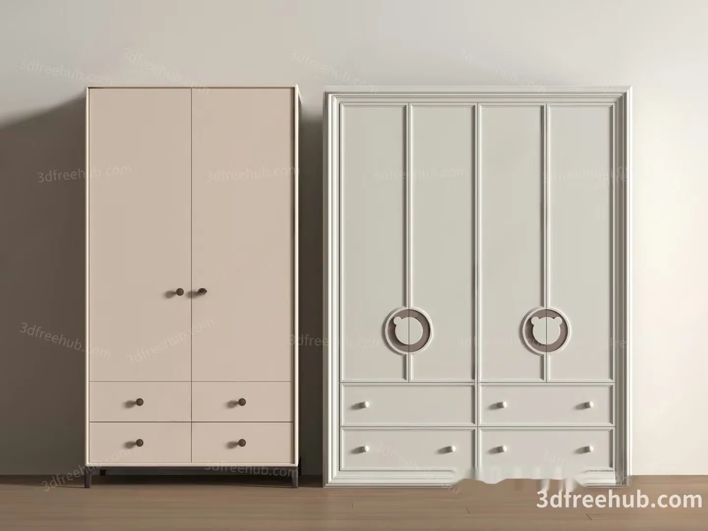 Modern White Wardrobes 3D Model – 22563 – VRAY Render