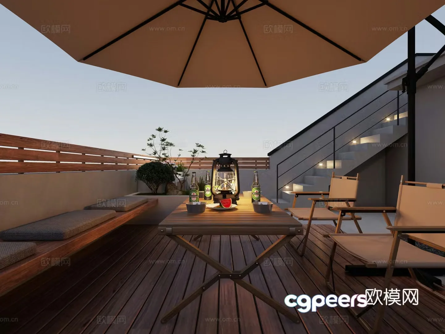 Roof balcony terrace balcony garden charging pile 3d model