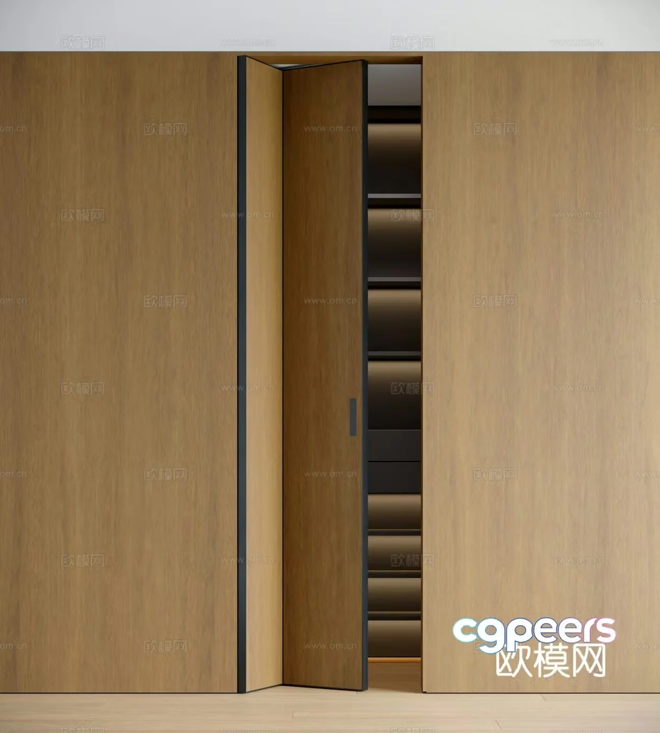 Modern folding door wardrobe wooden wardrobe 3d model