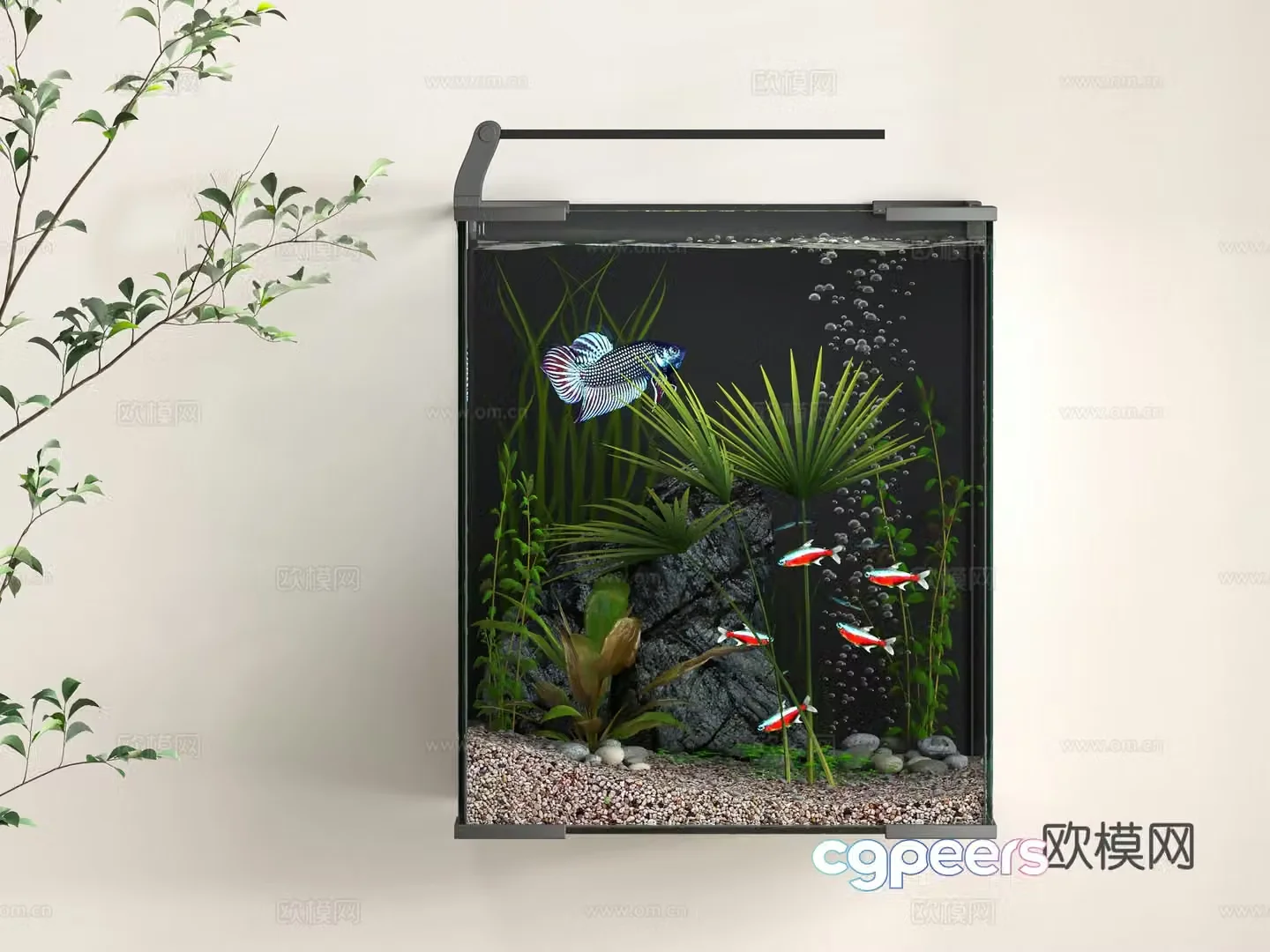 Modern fish tank 3d model