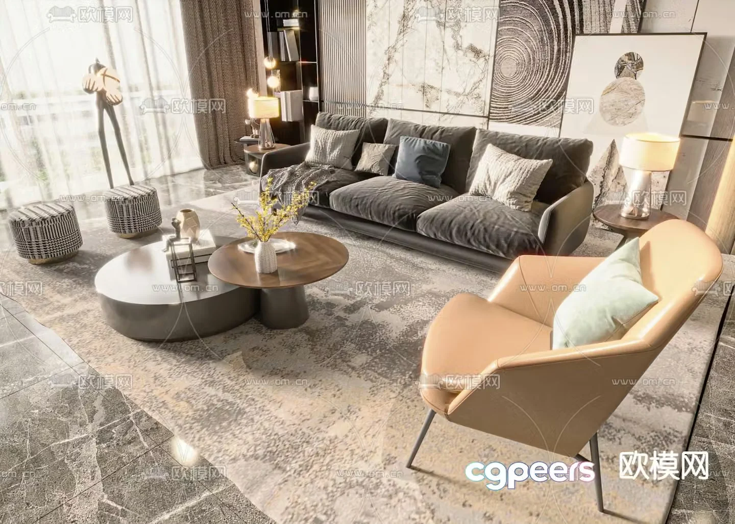 Modern combination sofa 3d model