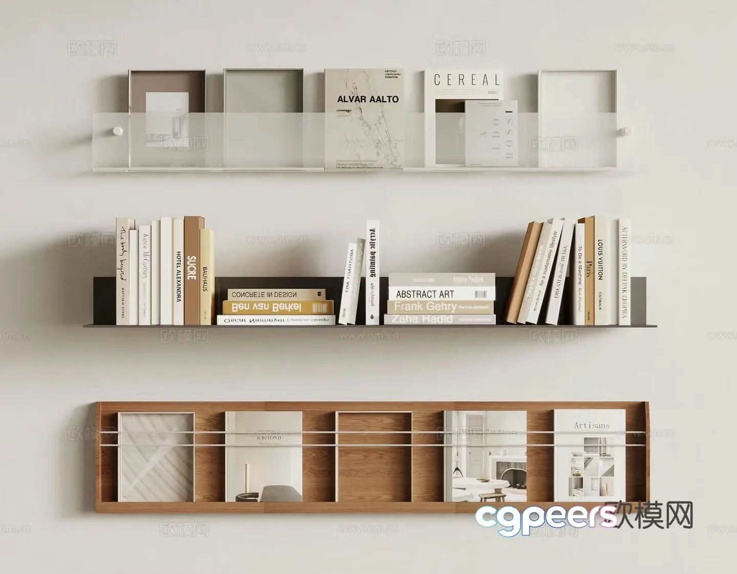 Modern wall cabinet wall mounted bookshelf magazine rack 3d model