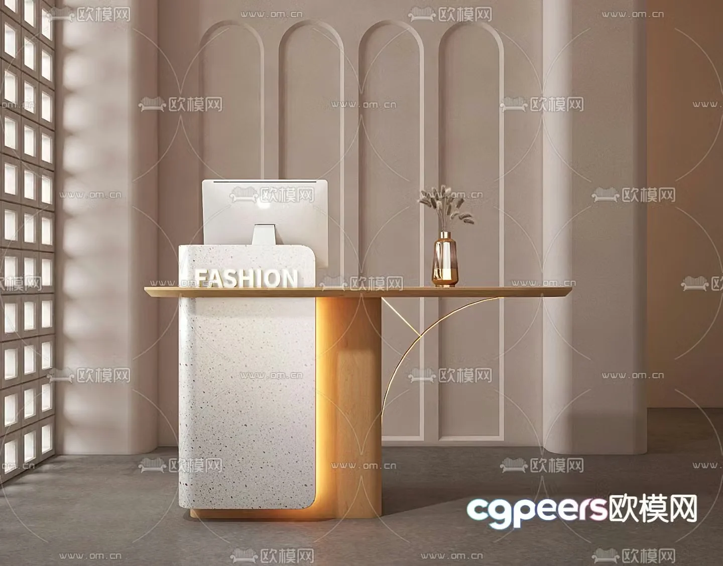 Cashier reception desk service desk 3d model