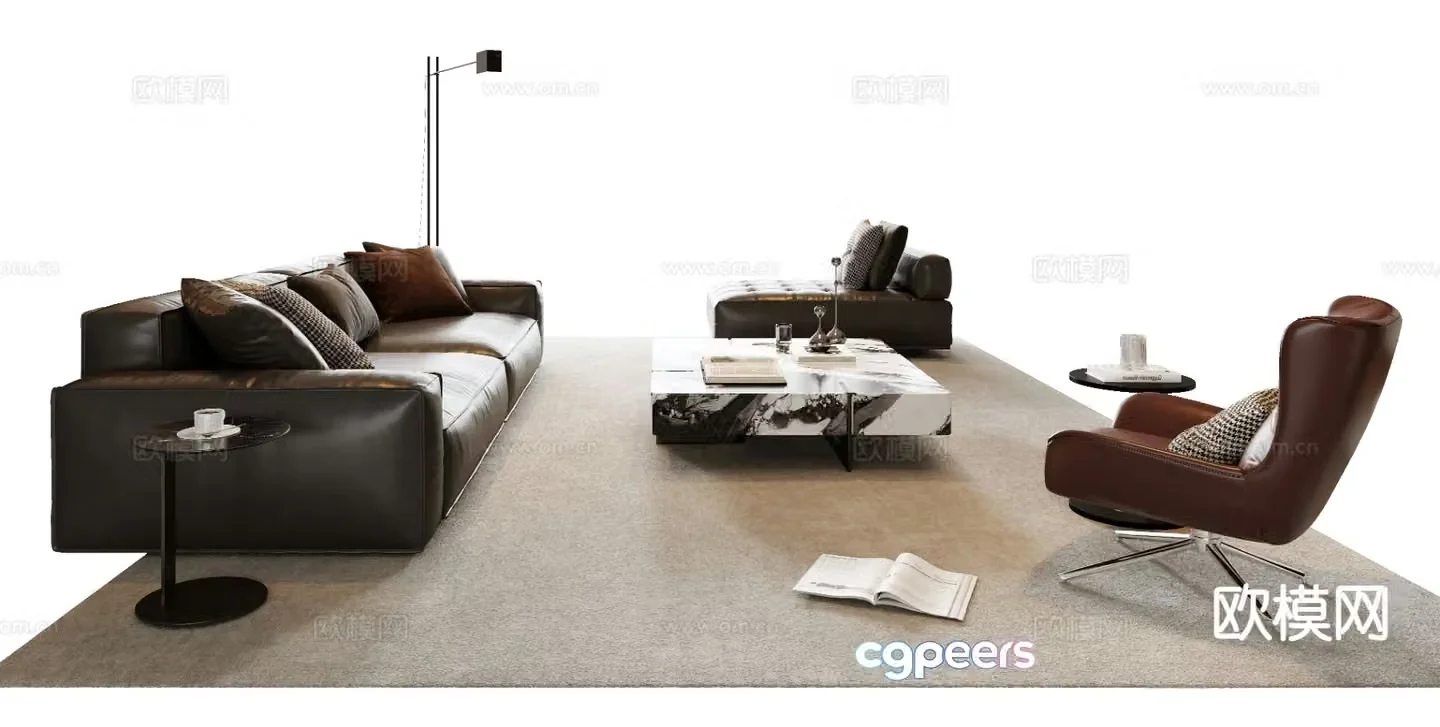 Italian sectional sofa 3d model