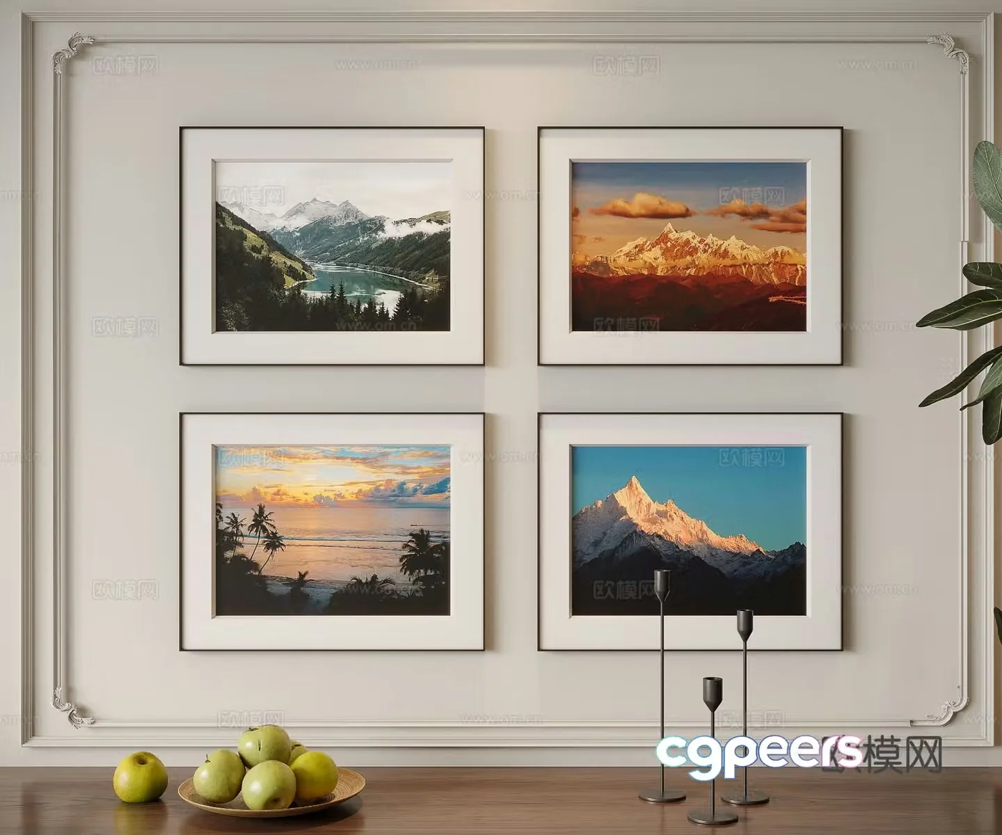 Modern oil painting landscape hanging painting decorative painting 3d model