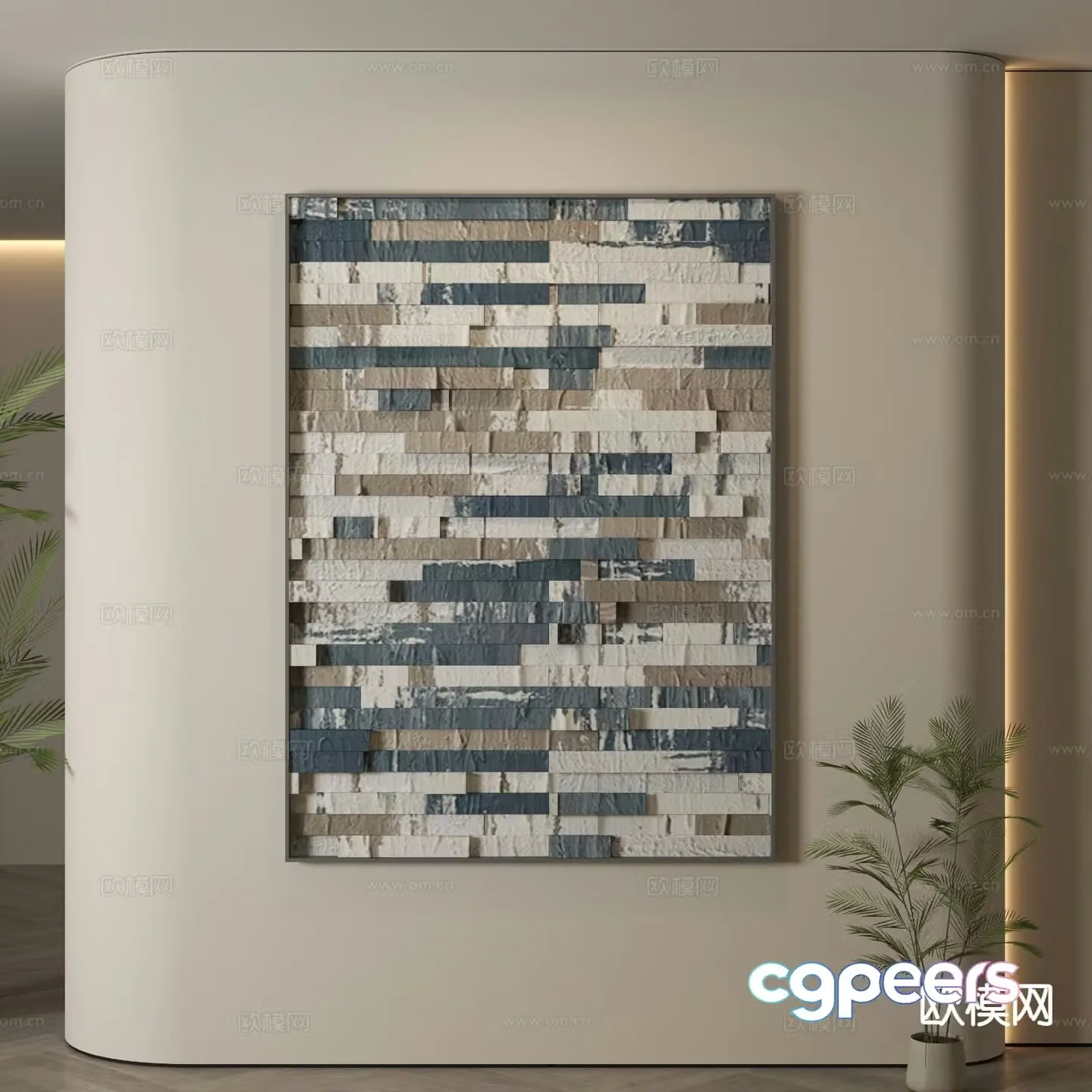 Modern texture painting decorative painting 3d model