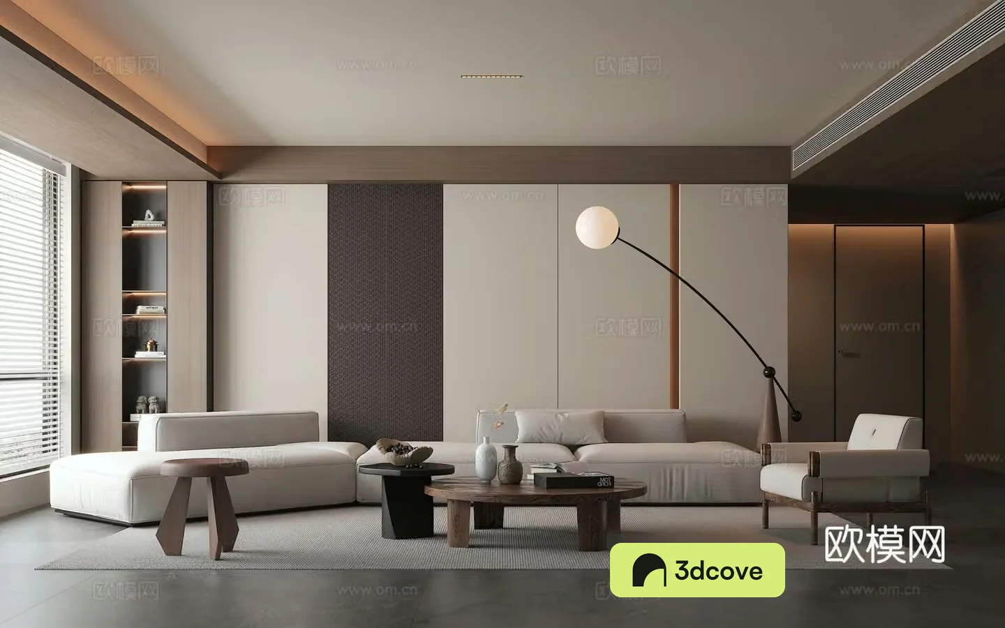 Middle style living room sofa combination corner sofa special-shaped sofa 3D model