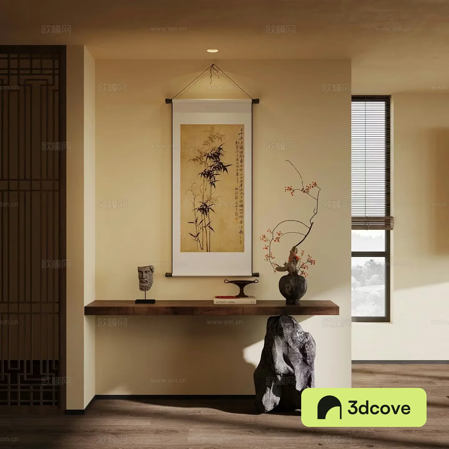 New Chinese style entrance case Decorative painting End viewing platform