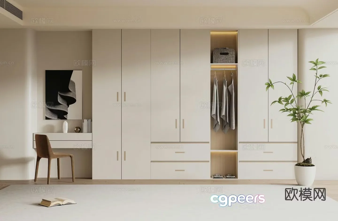 Cream style wardrobe wardrobe 3d model