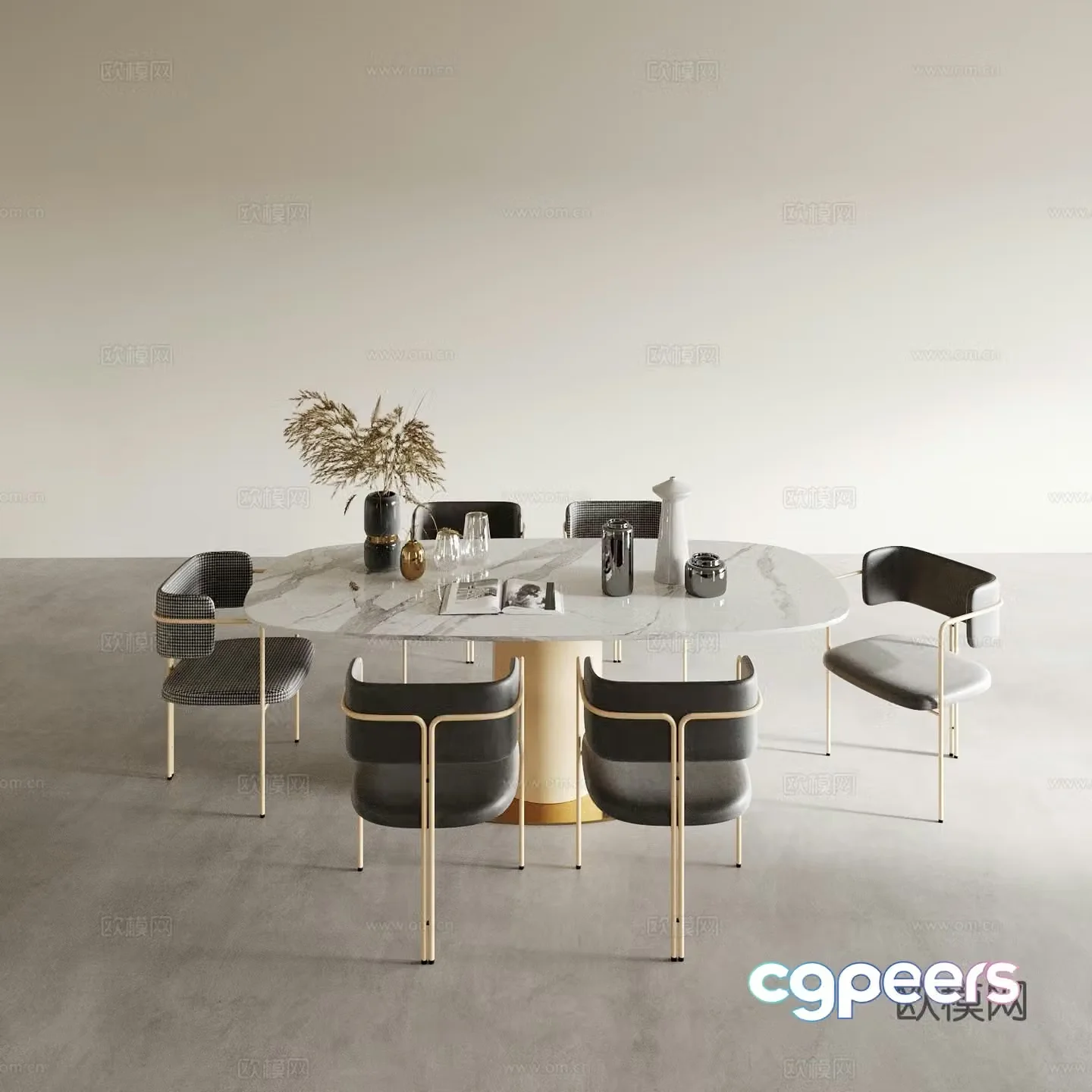 Modern dining table and chairs dining table and chairs 3d model