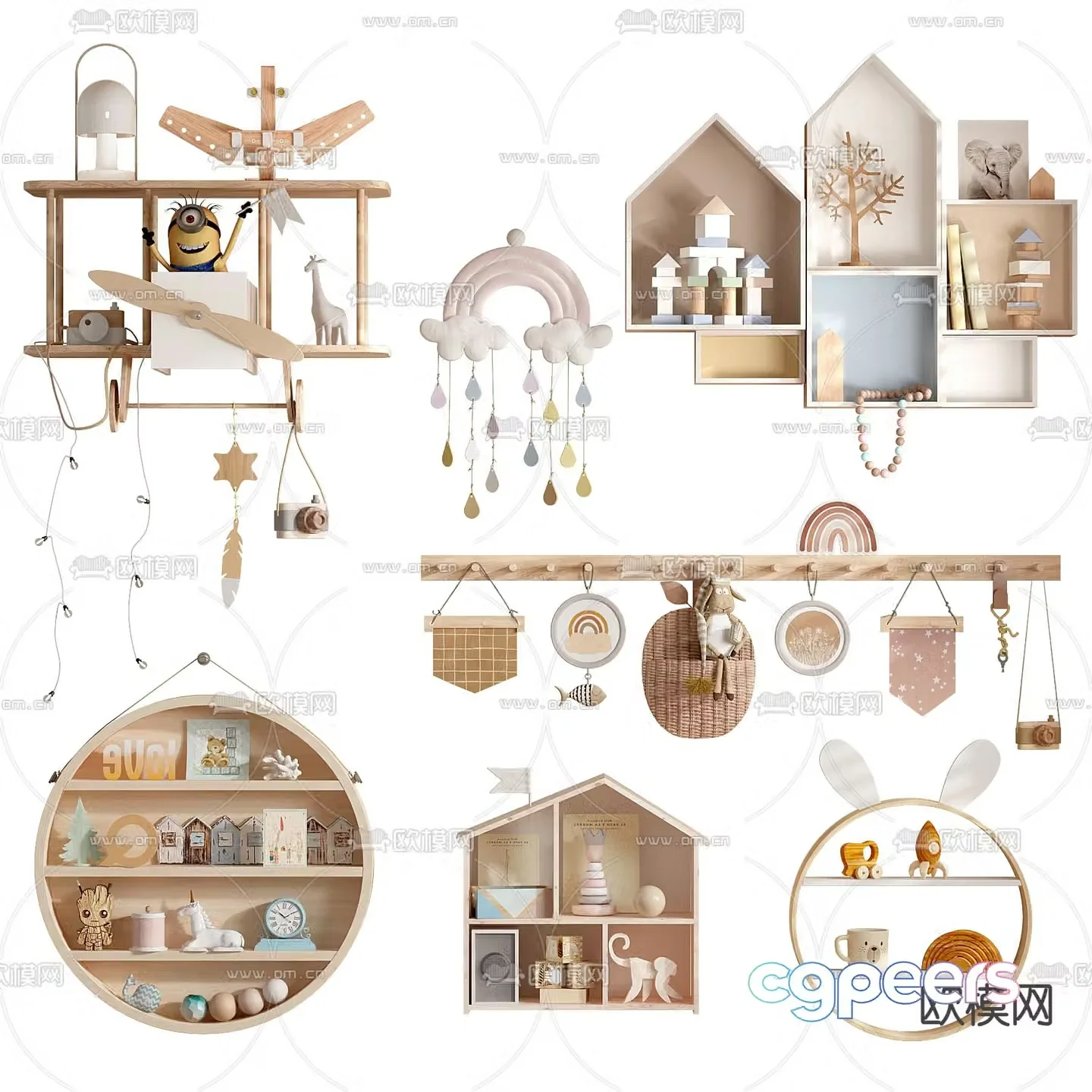 Children’s cabinet dolls building blocks hanging ornaments 3d model