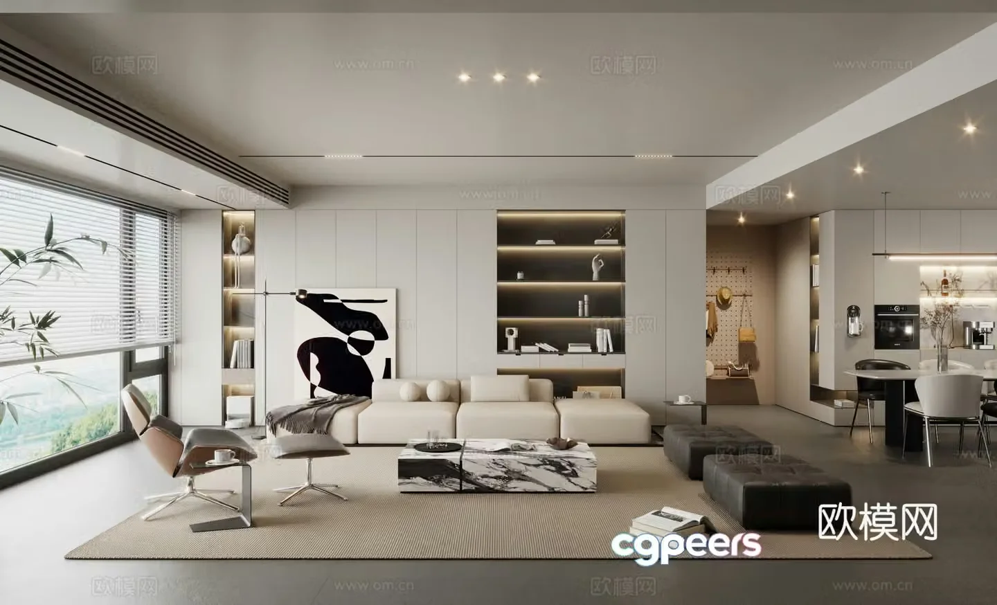 Modern living room Wasabi style living room Minimalist living room Modern sofa coffee table combination 3D model