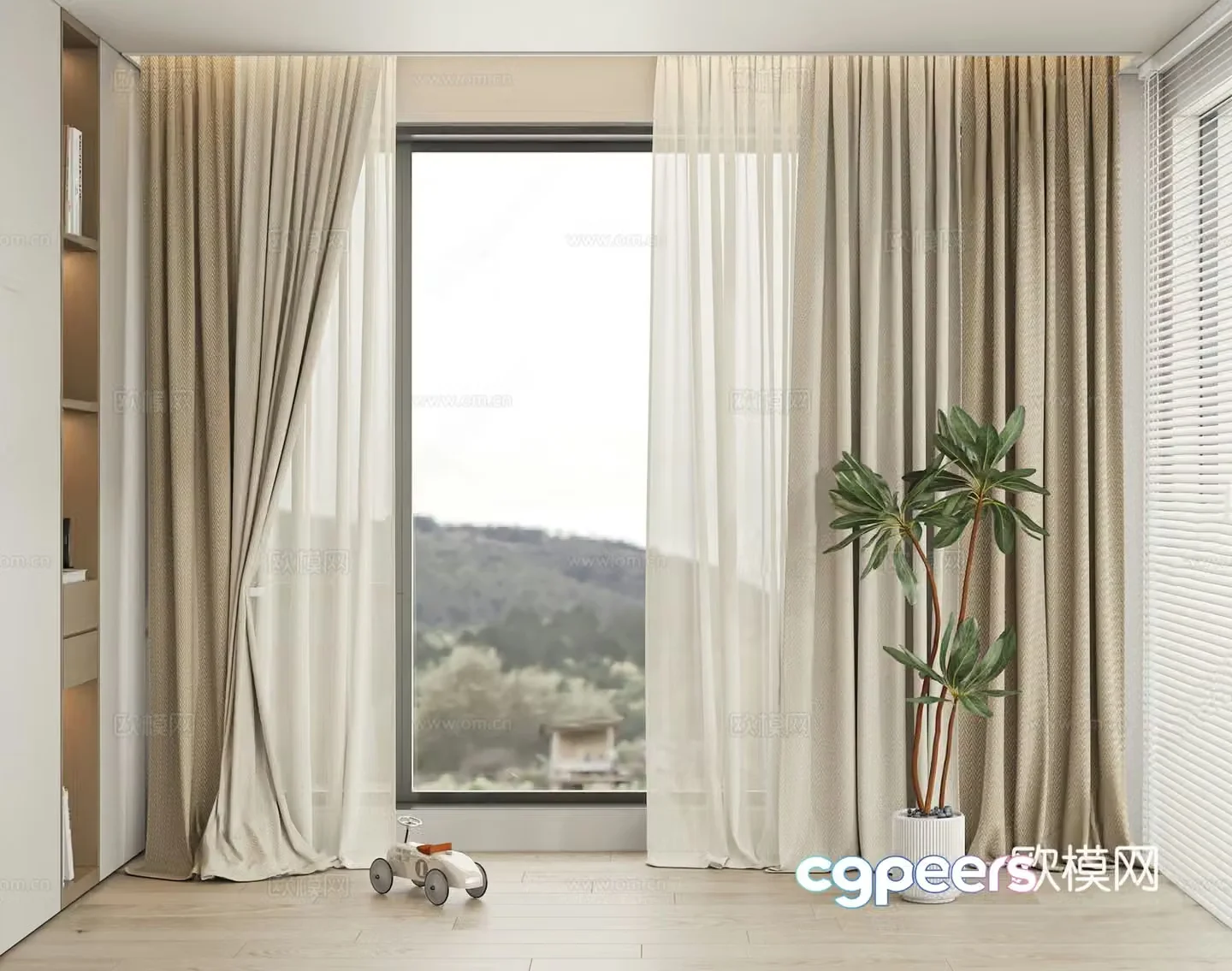 Modern Italian universal curtain modern curtain gauze curtain 3d model