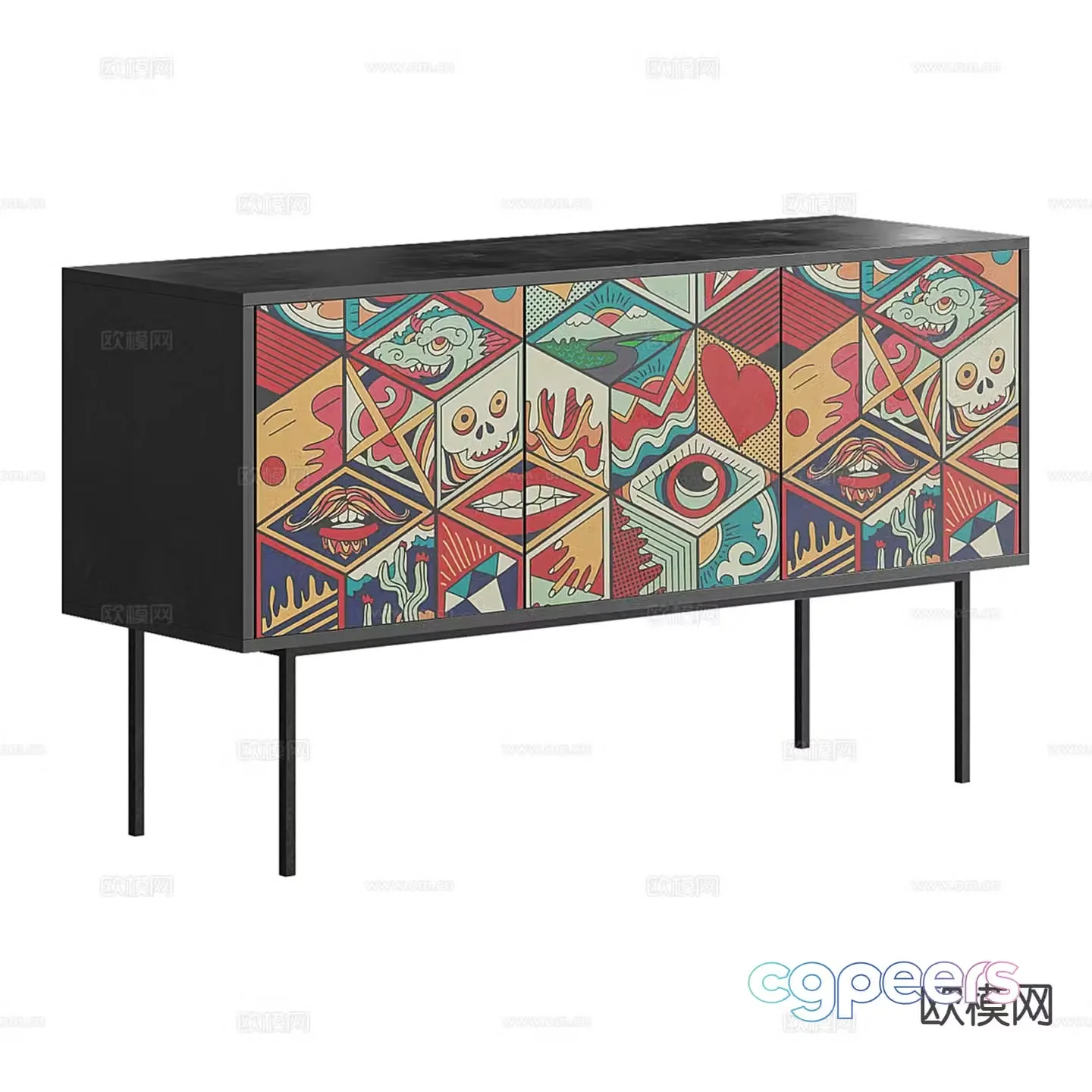 Modern porch cabinet side cabinet 3D model