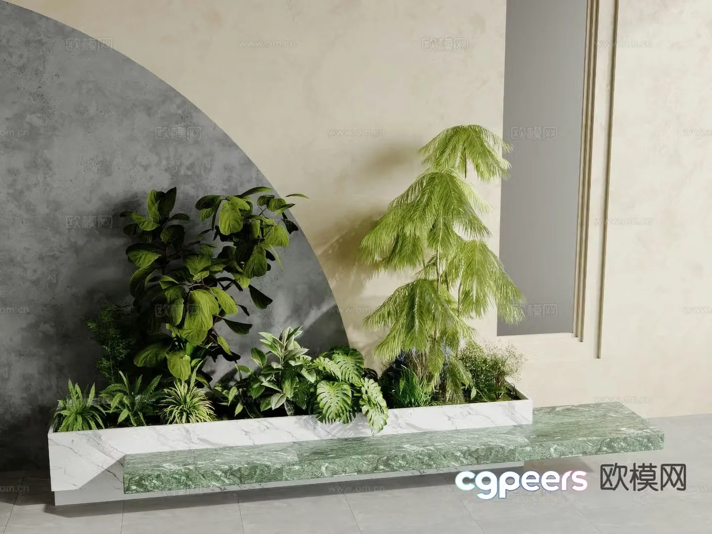 Green plant pile Landscape green plants Tree pool chair Flower tank 3D model
