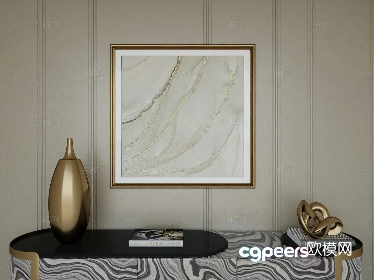 Italian light luxury high-end hanging painting 3D model