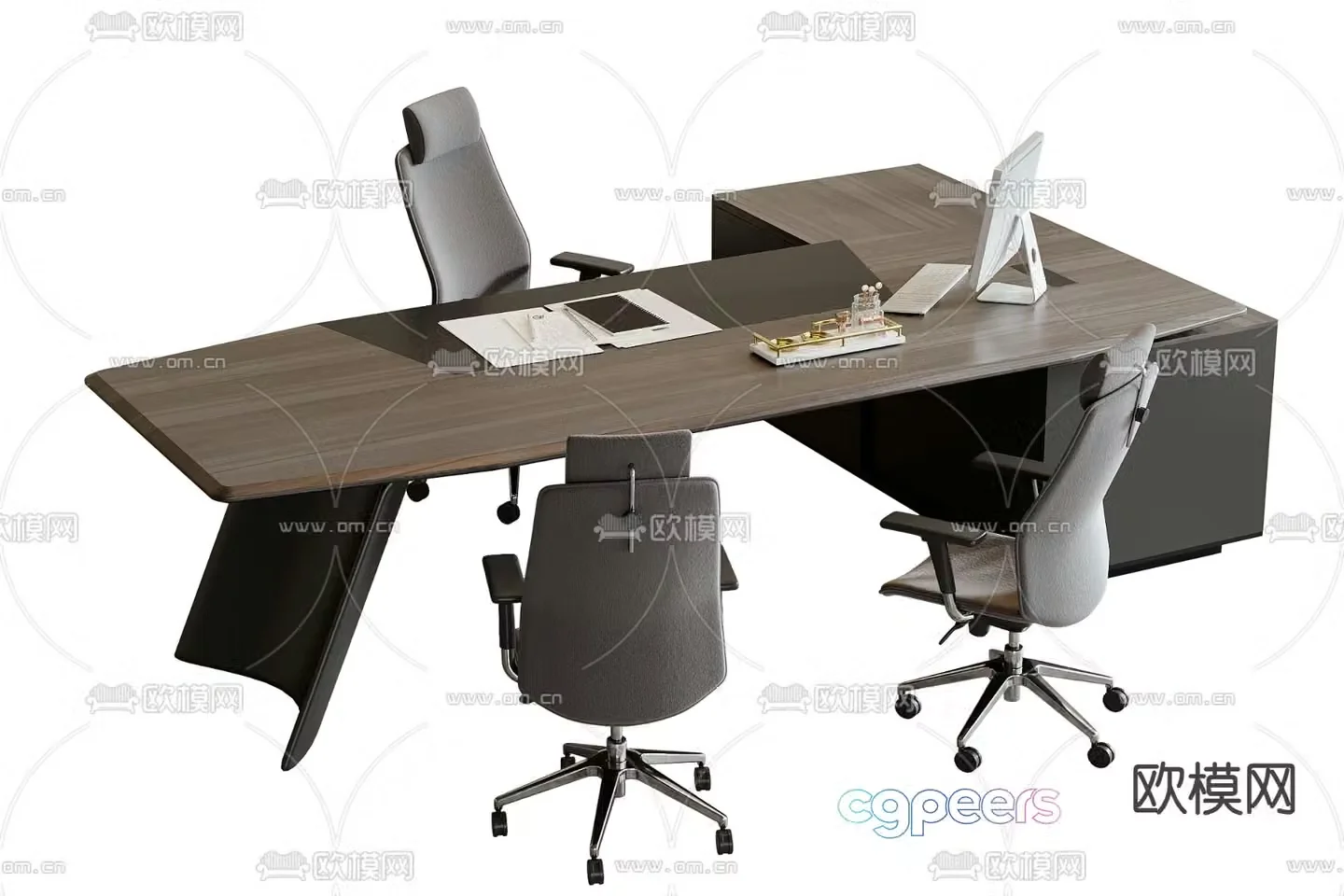 Modern office desk and chair 3d model