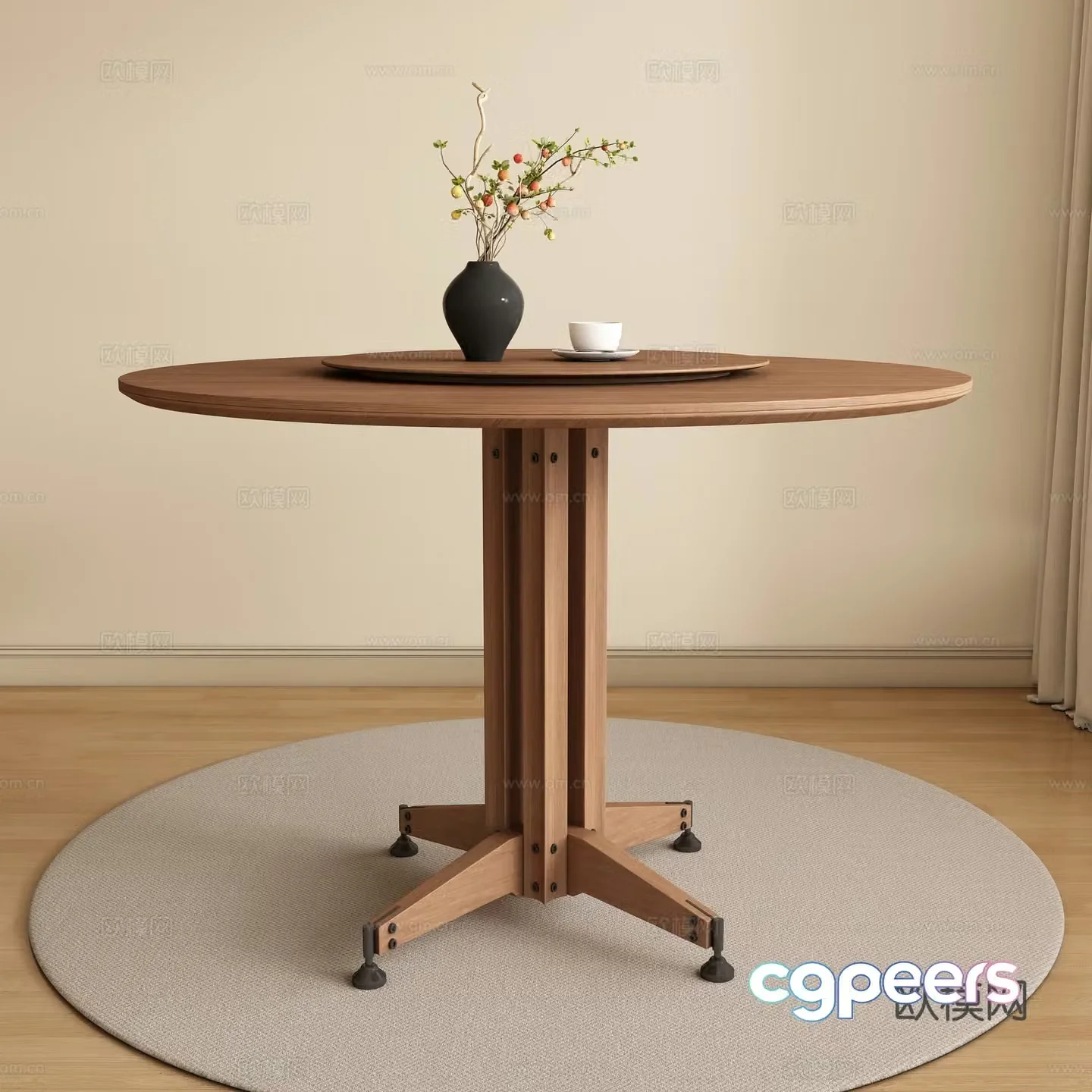 Modern medieval round dining table 3D model