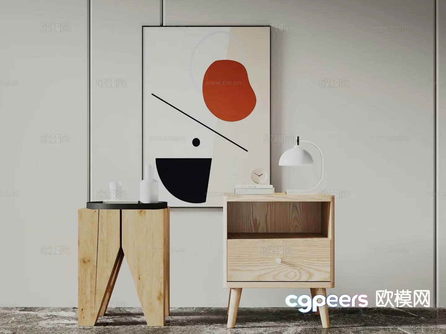 New Chinese style bedside table 3d model