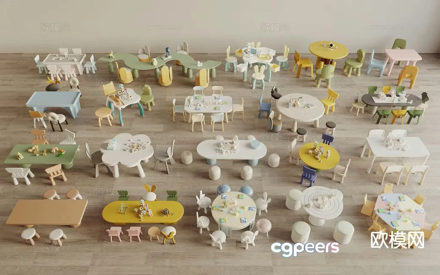 Modern children’s table and chair game table and chair 3d model