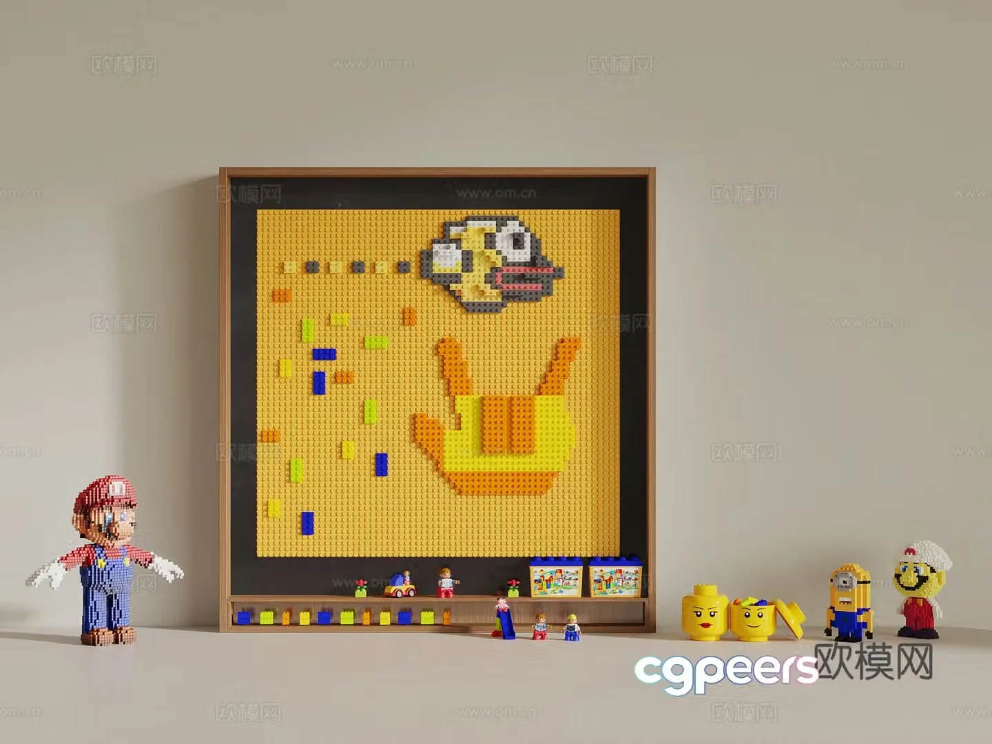 Toys Modern Lego assembled building block wall 3d model